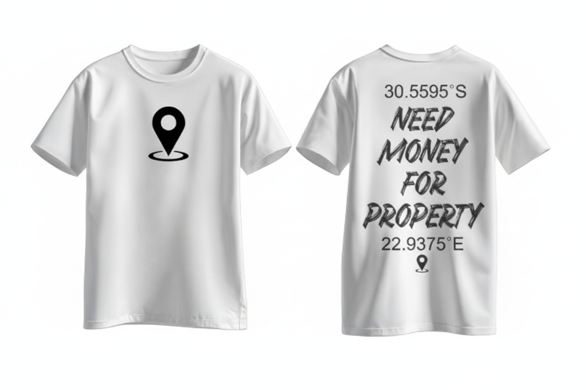 Need money For Property Coordinates White Tee